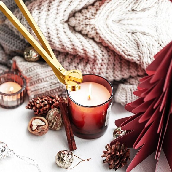 Elegant Stainless Steel Candle Care Set: Wick Trimmer, Snuffer & Dipper in Gold - Picture 6 of 9